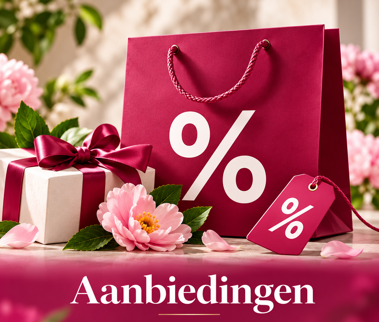 Roze Aanbiedingen met Cadeau en Bloemen e1791742750715