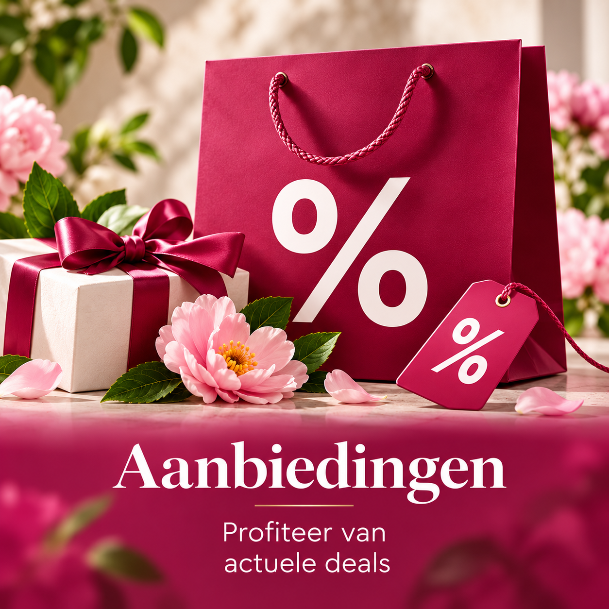 Roze Aanbiedingen met Cadeau en Bloemen